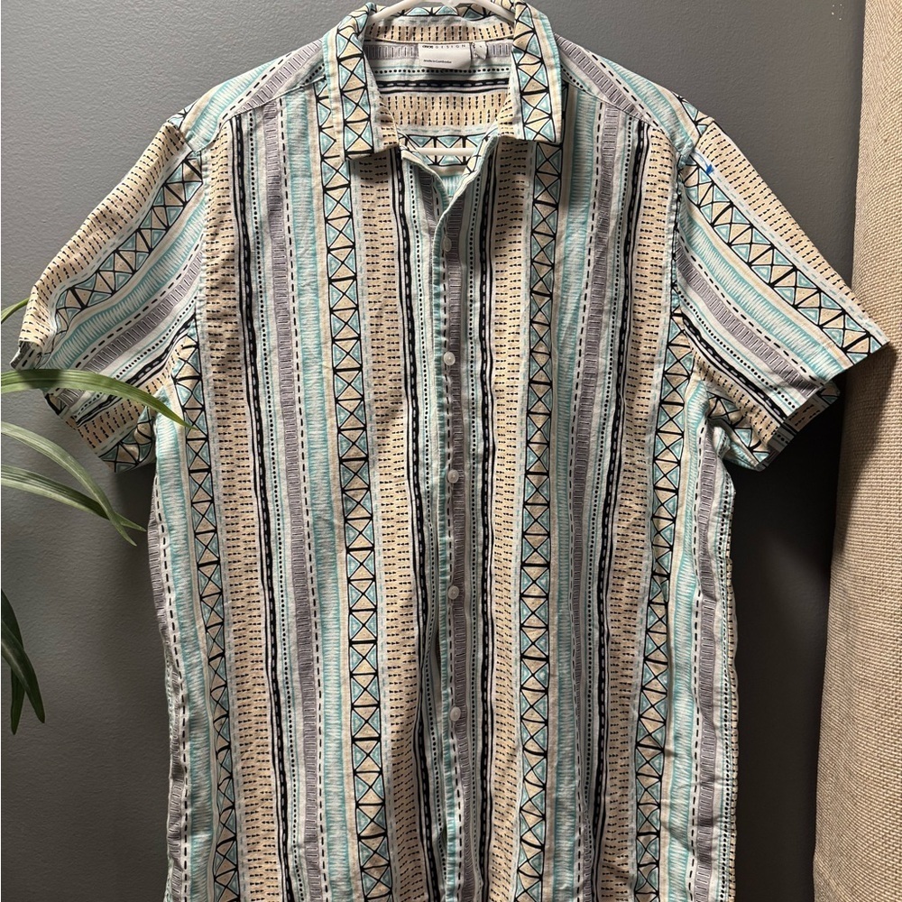 ASOS Blue and Pink Casual Button Down Shirt
